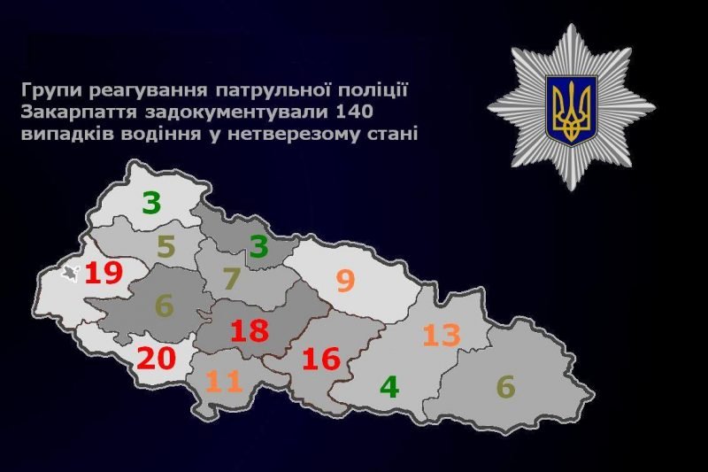 Берегівщина є лідером серед водіння у нетверезому стані